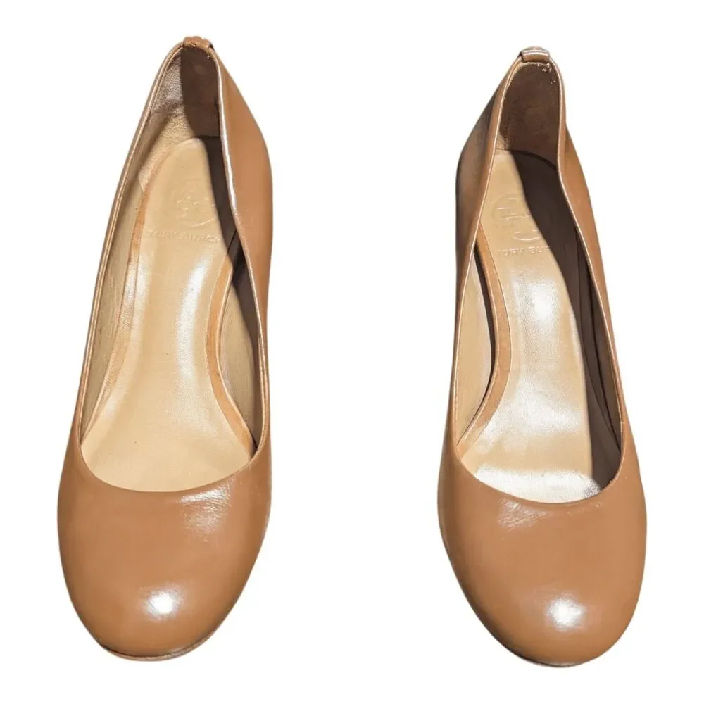 TORY BURCH Leah Brown Leather Pump Size 7.5M